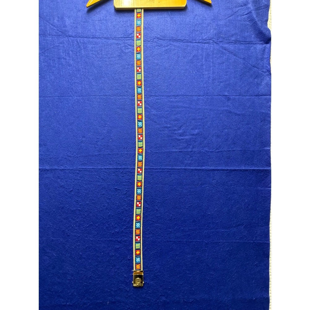 Nautical Mens Unbranded Signal Flag Web Belt 39 Tan Navy Brass Buckle